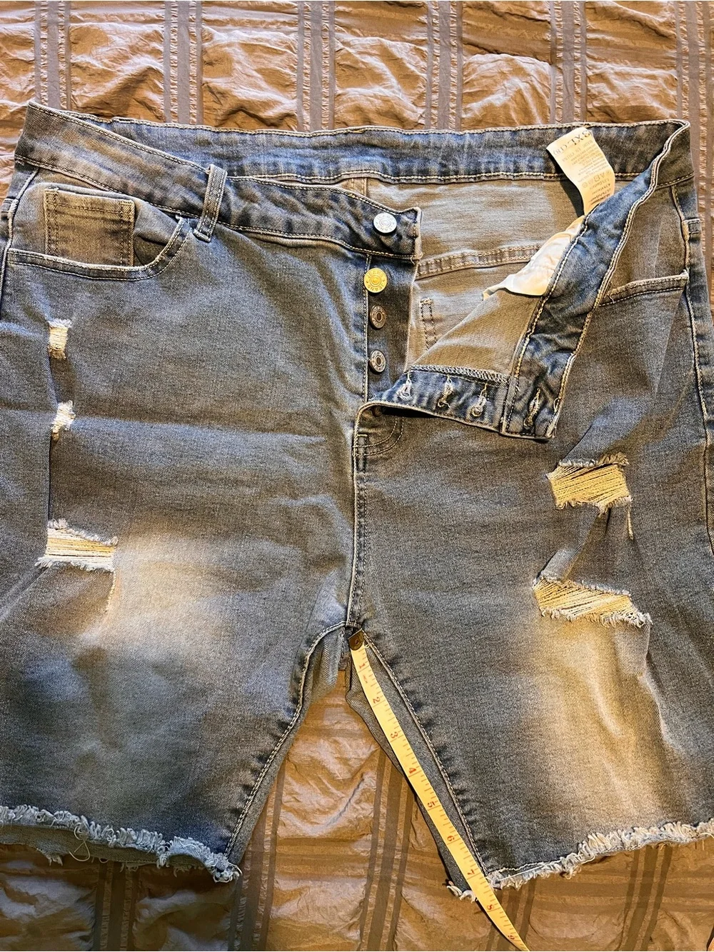 Classic Blue Women’s Denim Bermuda shorts with button fly.
